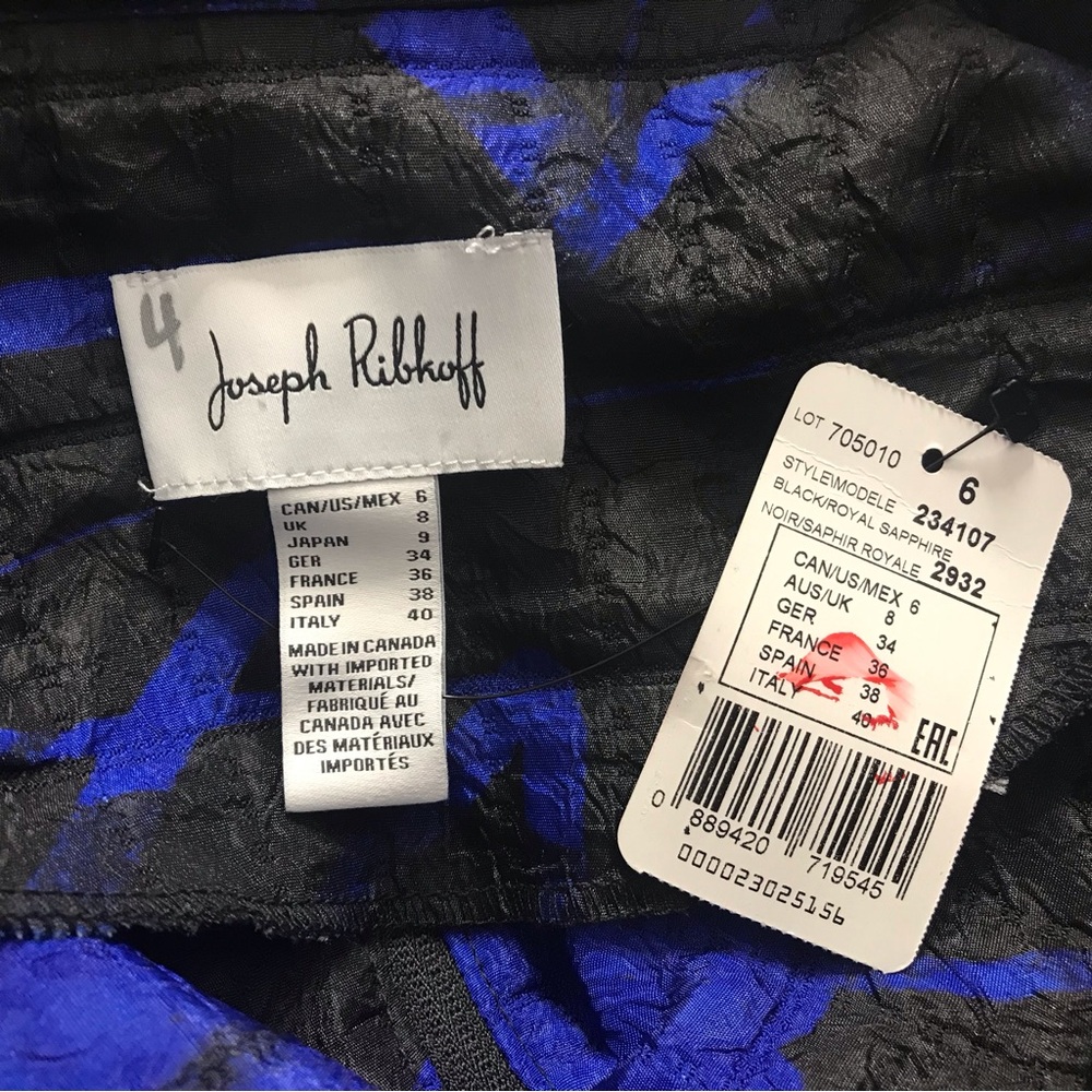 Joseph Ribkoff Black Roal Sapphire Jacket Women's Size 6 Zip Up Abstract Fall - Picture 3 of 4